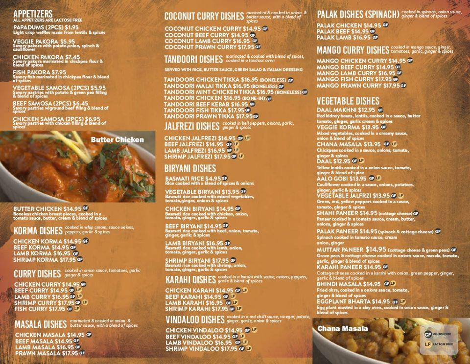 Menu at Spice Hut Indian Cuisine. restaurant, Ladysmith