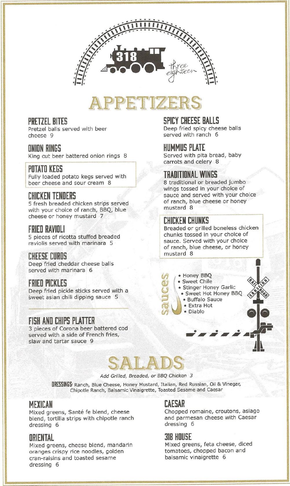 Menu at 318 Restaurant & Bar, Lima