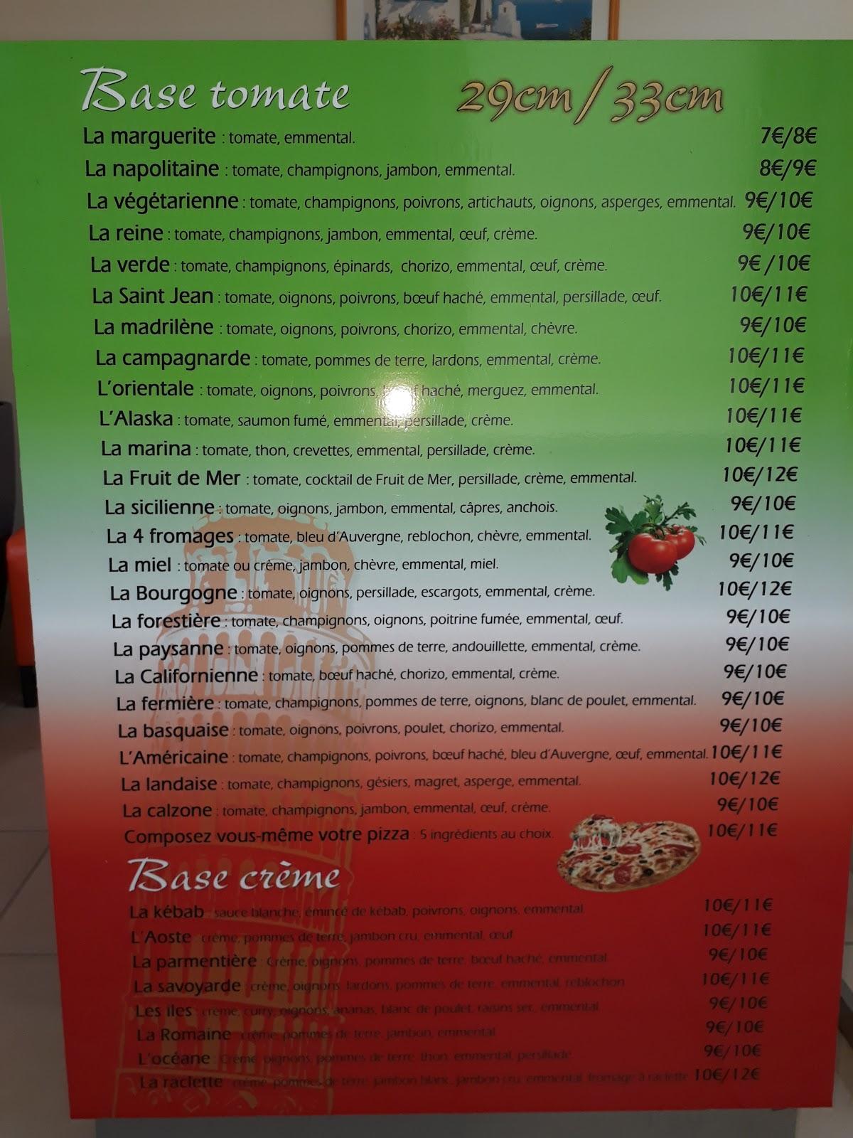 Menu de Pizza La Verde