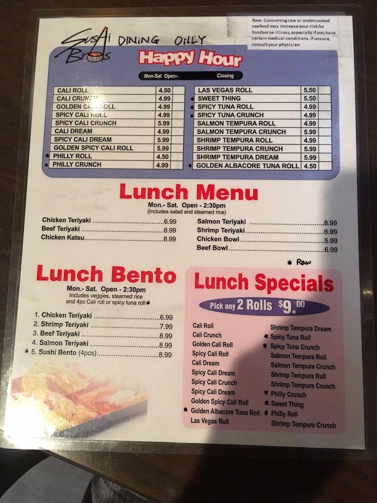 Menu at Sushi Bros restaurant, Phoenix, N 19th Ave #4