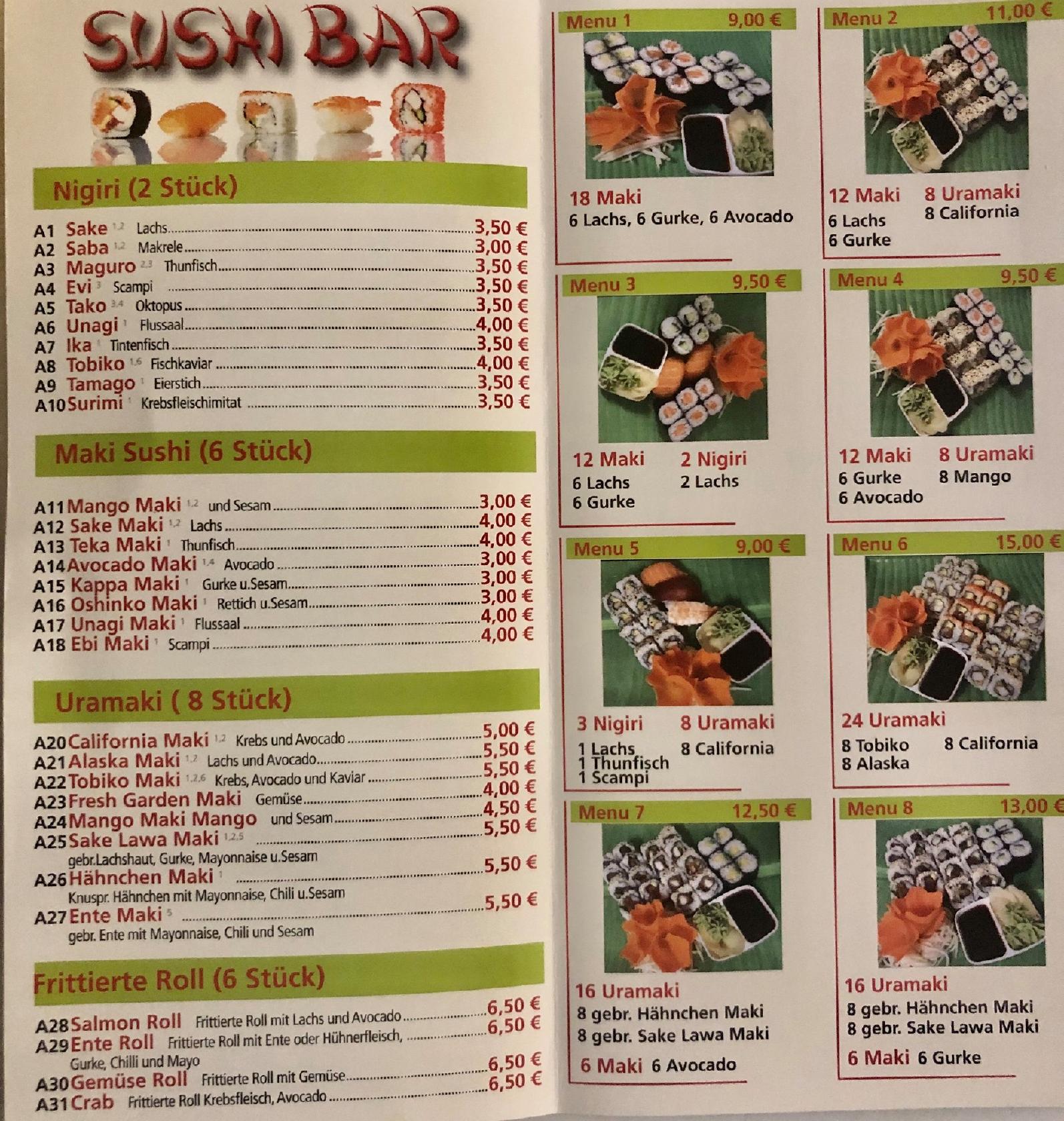 Speisekarte von Asia Bambus Sushi Bar, Ilmenau