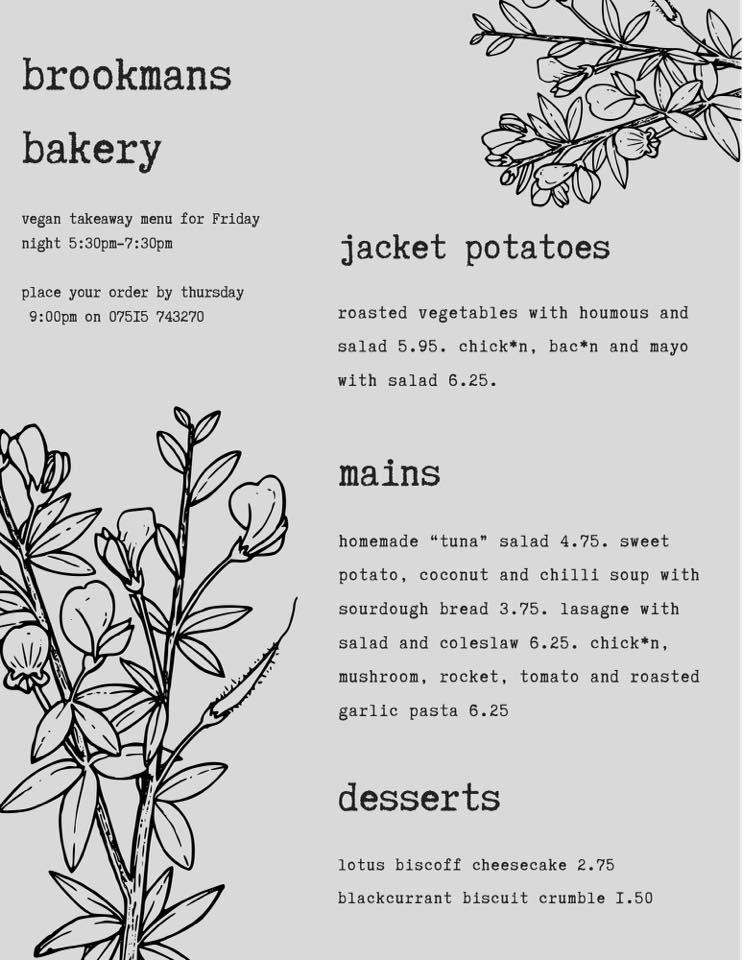 Menu at Brookmans Bakery, Hatfield