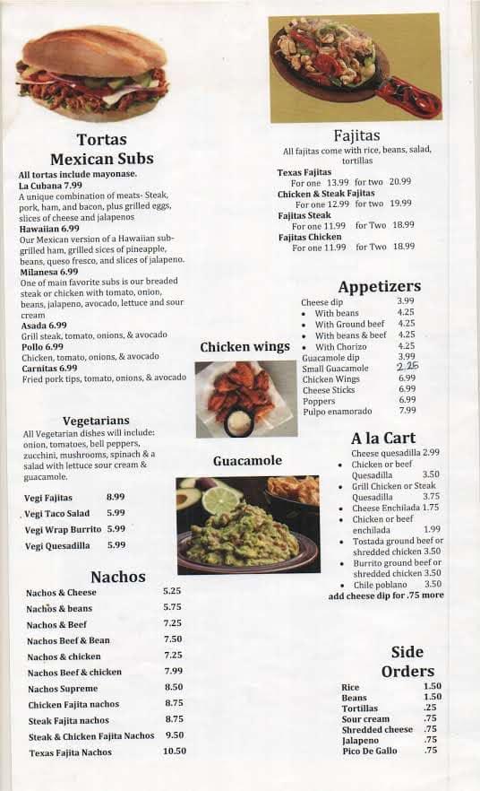 Menu at El Paso Grill Mexican Restaurant, Pageland