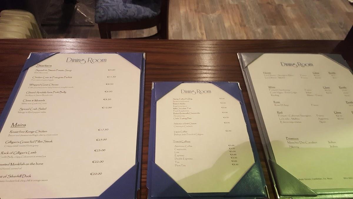 Menu at Dining Room restaurant, Castlebar