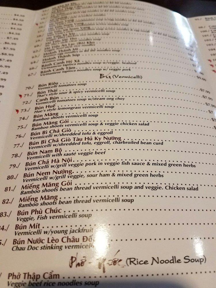 Menu at Bồ Đề Tịnh Tâm Chay restaurant, Westminster