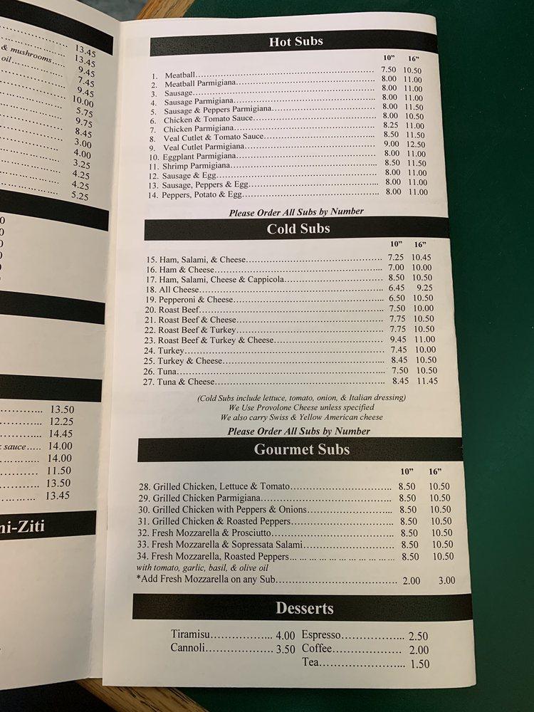 Menu at Margarita Pizzeria & Restaurant, North Brunswick Township