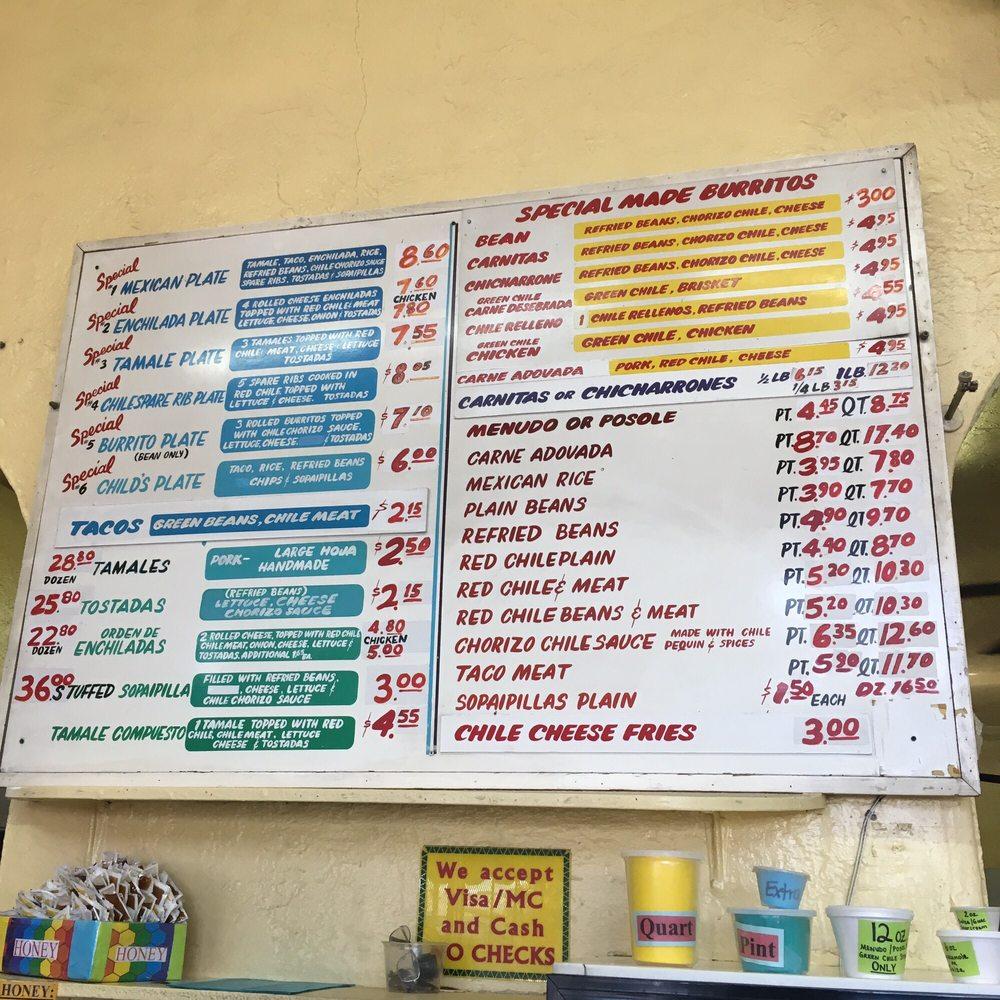 Menu at El Modelo Mexican Foods restaurant, Albuquerque