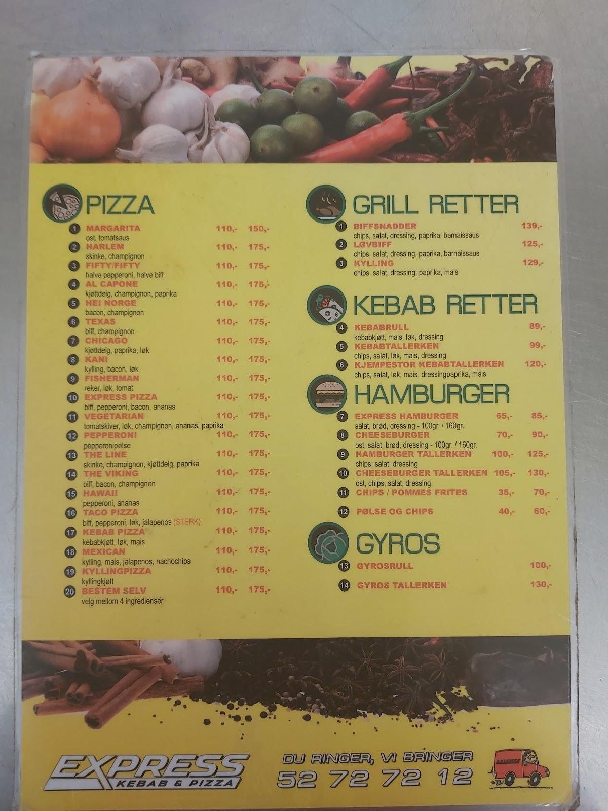 Menu At Express Pizza Og Kebab Pizzeria, Haugesund