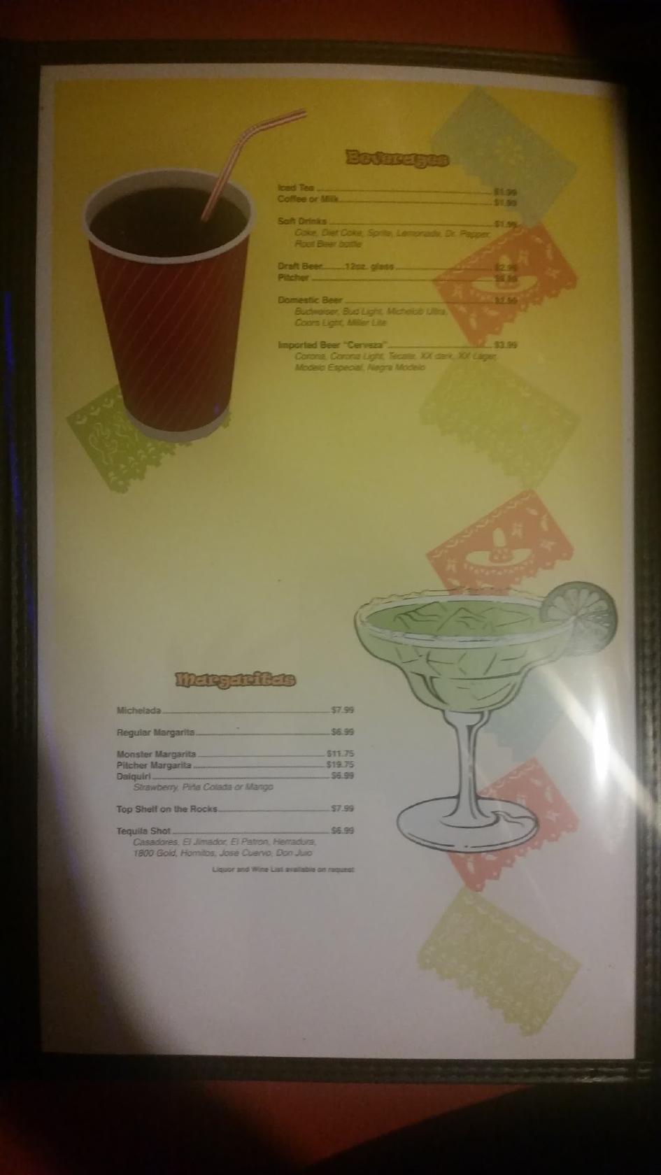 Menu at El Patio Mexican Grill restaurant, Keithville, 12758 Mansfield Rd