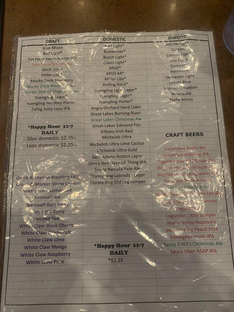 Menu at Puckers Sports Pub & Grille, North Canton