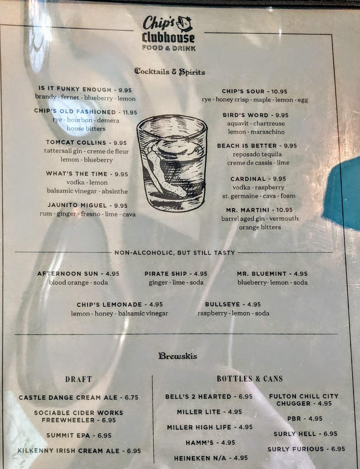 Menu at Chip's Clubhouse, Saint Paul