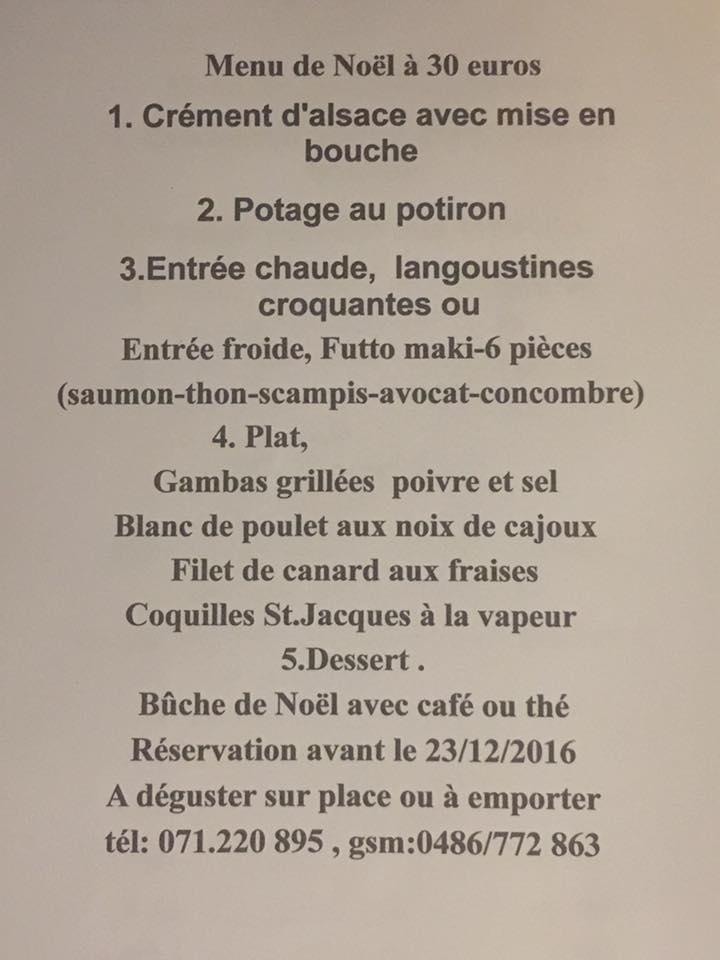 Menu de L'Elixir d'Amour