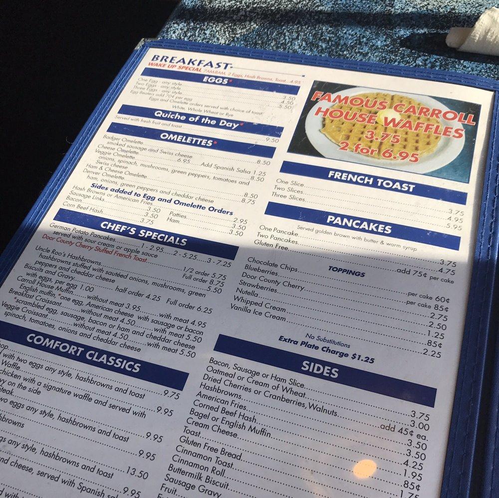Menu at Carroll House Restaurant, Sister Bay