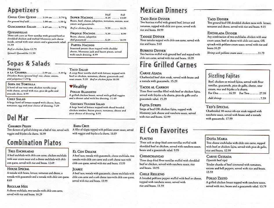 Menu at El Conquistador restaurant, Bellmead, 901 N Loop 340