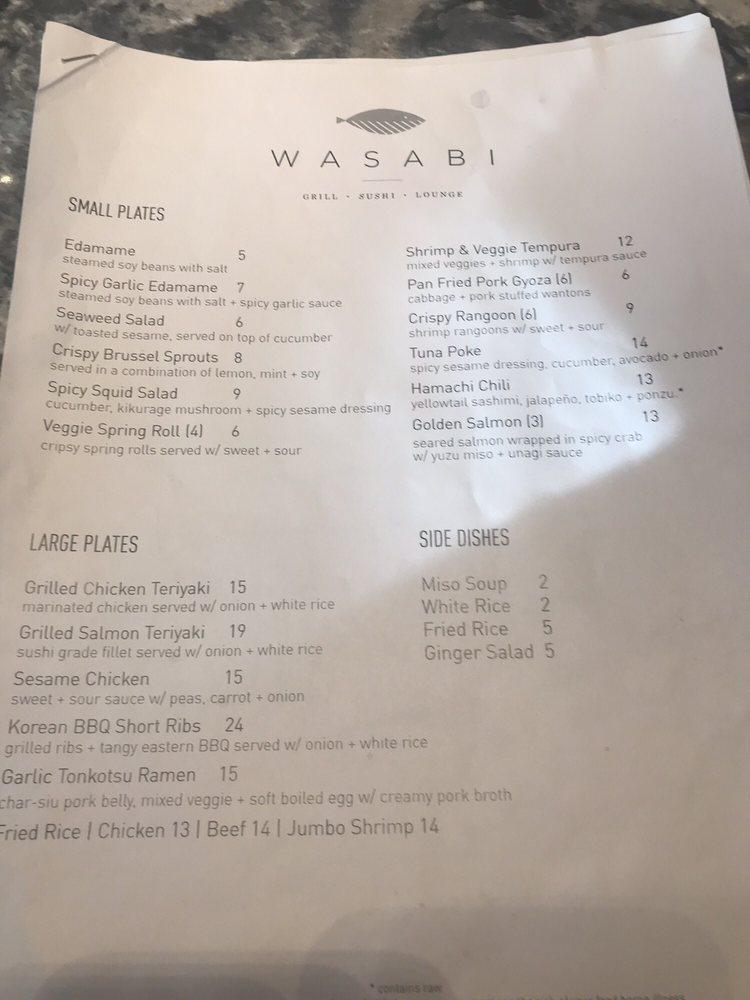 Menu at Wasabi Ankeny restaurant, Ankeny