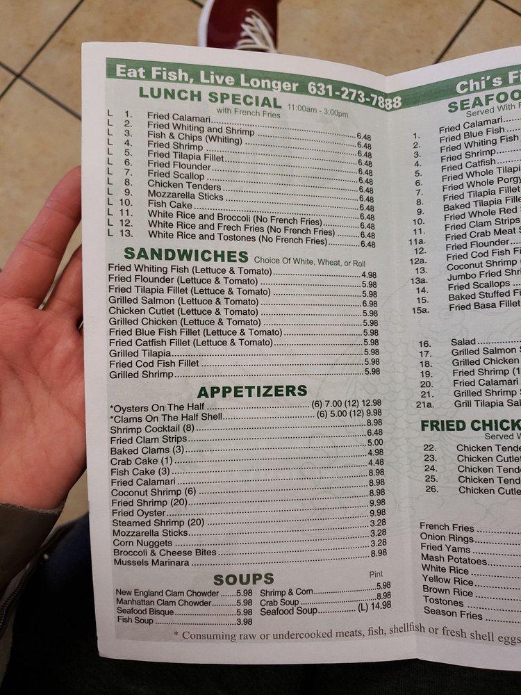 Menu at Chi Fish Market restaurant, Bay Shore