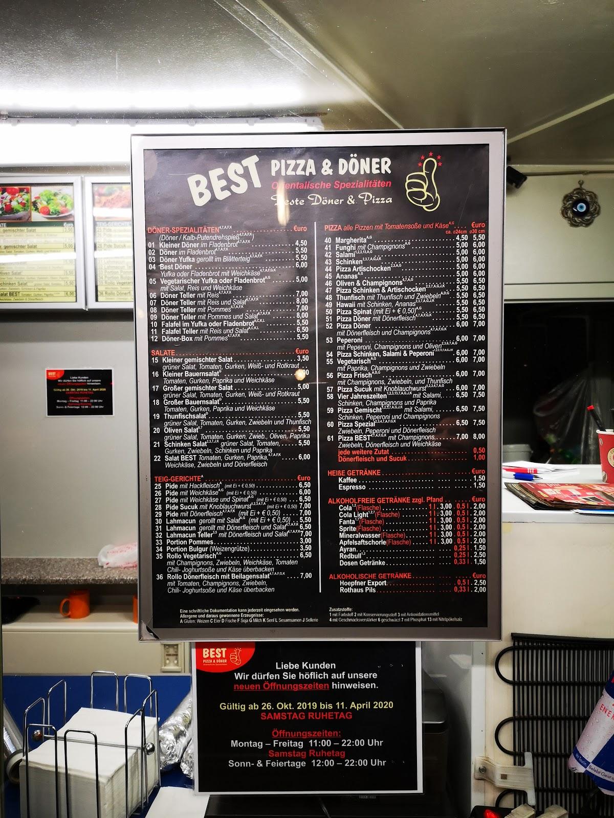 Menu au Best Döner & Pizza, Karlsruhe, Danziger Str. 21