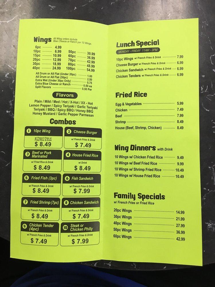 Menu at Wing Xpress restaurant, Norcross
