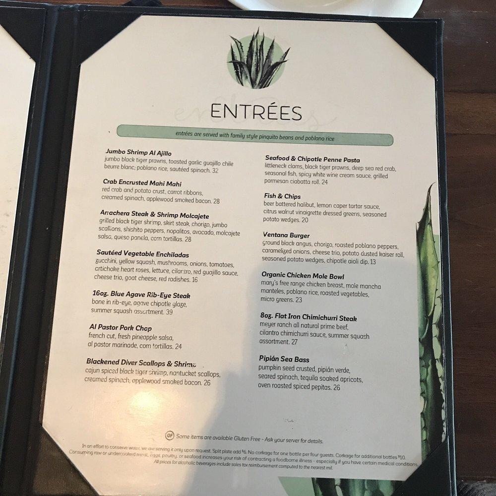 Menu at Ventana Grill pub & bar, Pismo Beach