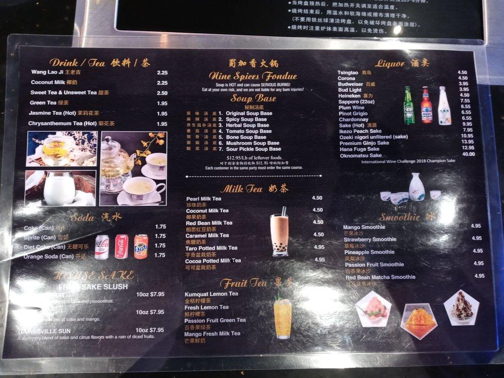 Menu at Nine Spices Fondue restaurant, Gainesville, SW 34th St