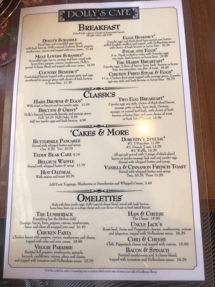 Menu at Dolly's Cafe, Spokane