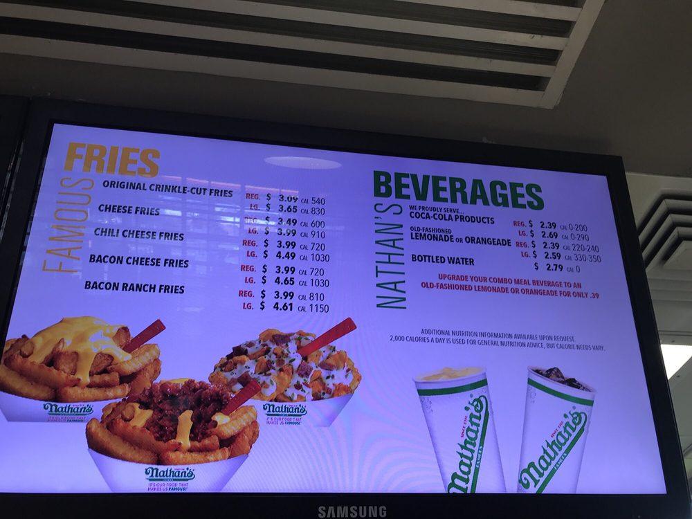 Menu at Nathans fast food, Orlando, Bldg 5315