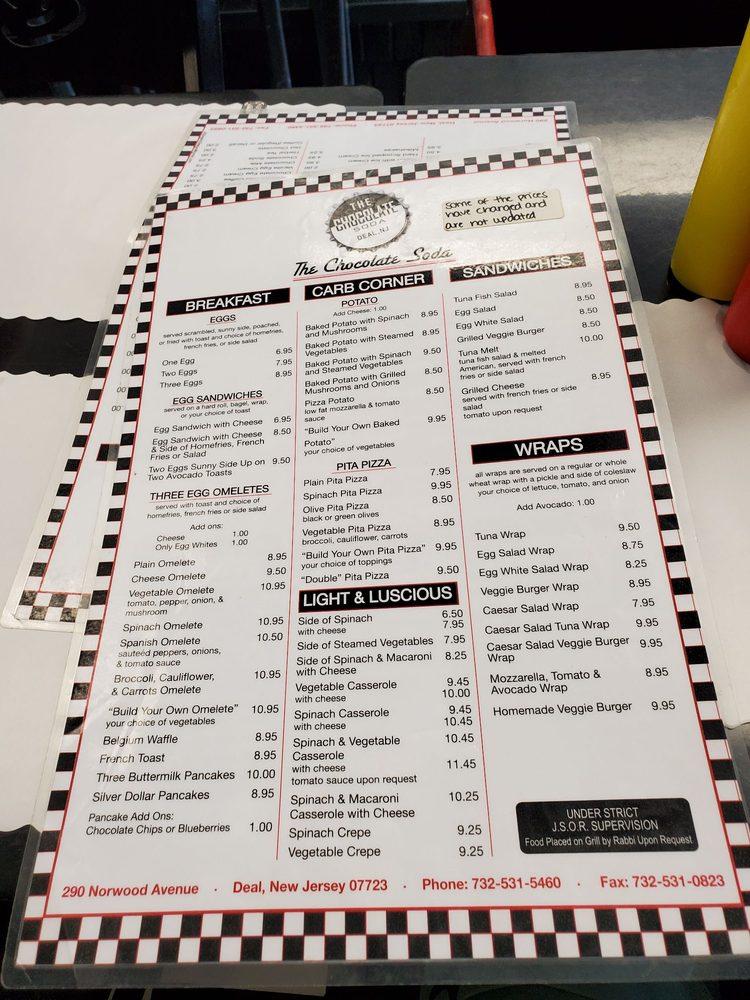 Carta del restaurante The Chocolate Soda, Deal