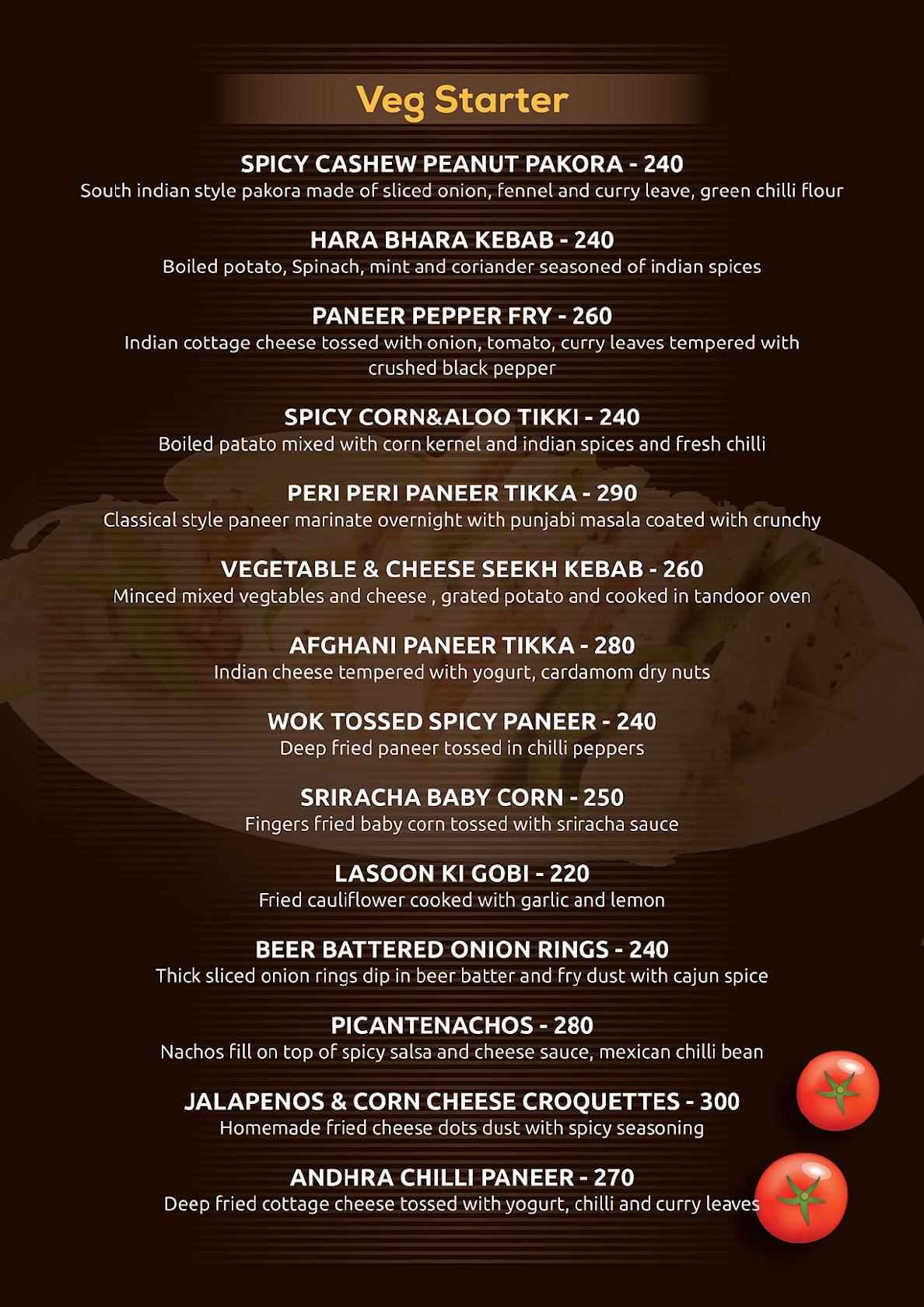 Hotel Ajantha Sea View menu