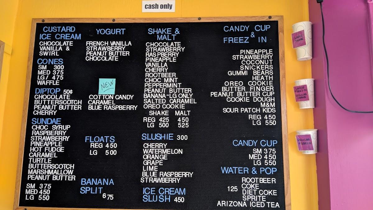 Menu at Hole In the Wall Custard & Yogurt Shoppe desserts, Oak Park