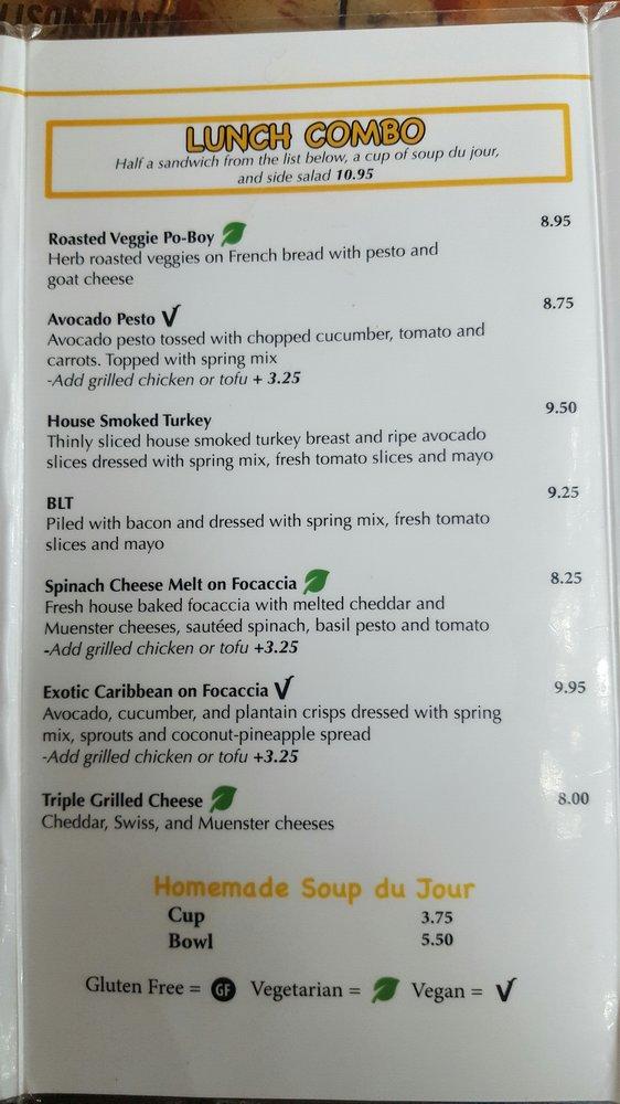 Menu at Surrey's Café & Juice Bar, New Orleans