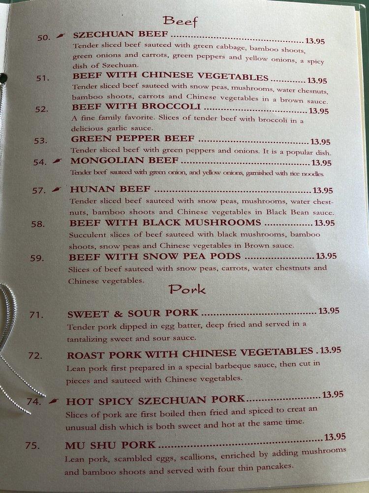 Menu at Peking restaurant, Three Forks
