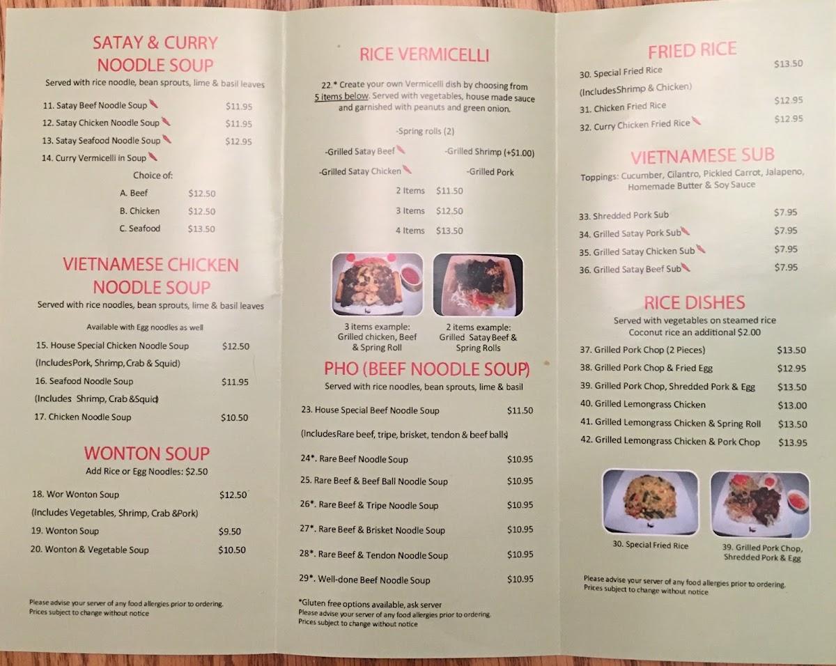 Menu at Pho Minh Strathmore restaurant, Strathmore