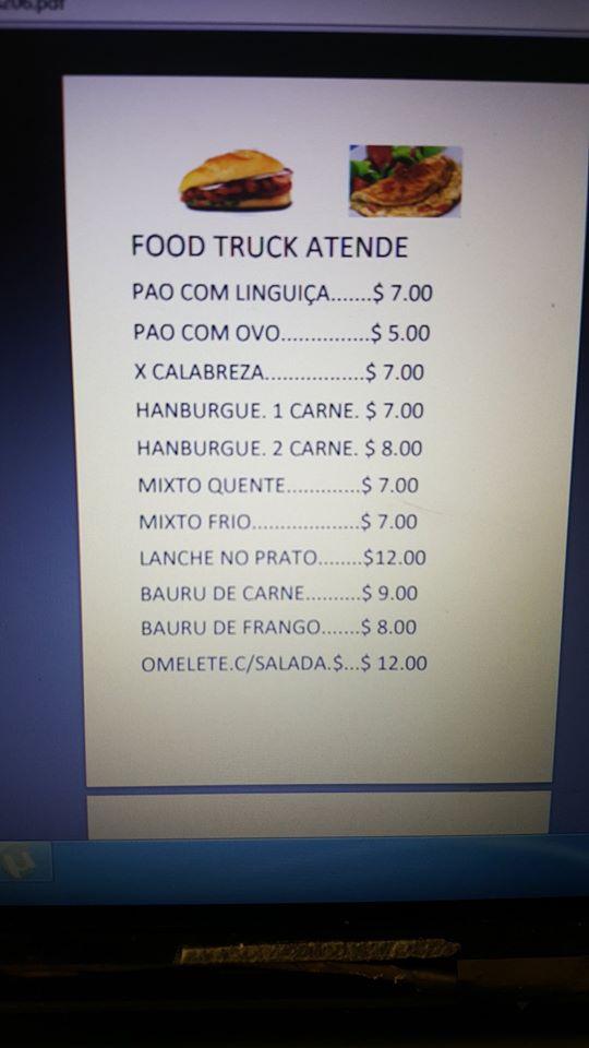 Menu em Food truck atende cafeteria, Araraquara