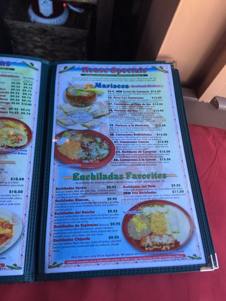 Menu at Don Jose Mexican Restaurant, Estherville