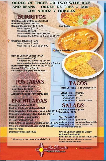 Menu at La Puente restaurant, West Jordan, S Redwood Rd