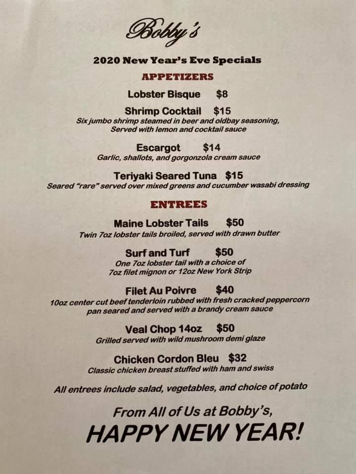 Menu at Bobby's Restaurant & Lounge, Vero Beach