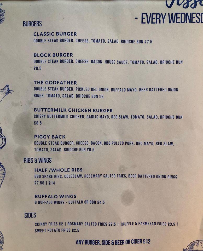Menu at Jesse Smith cafe, Cirencester