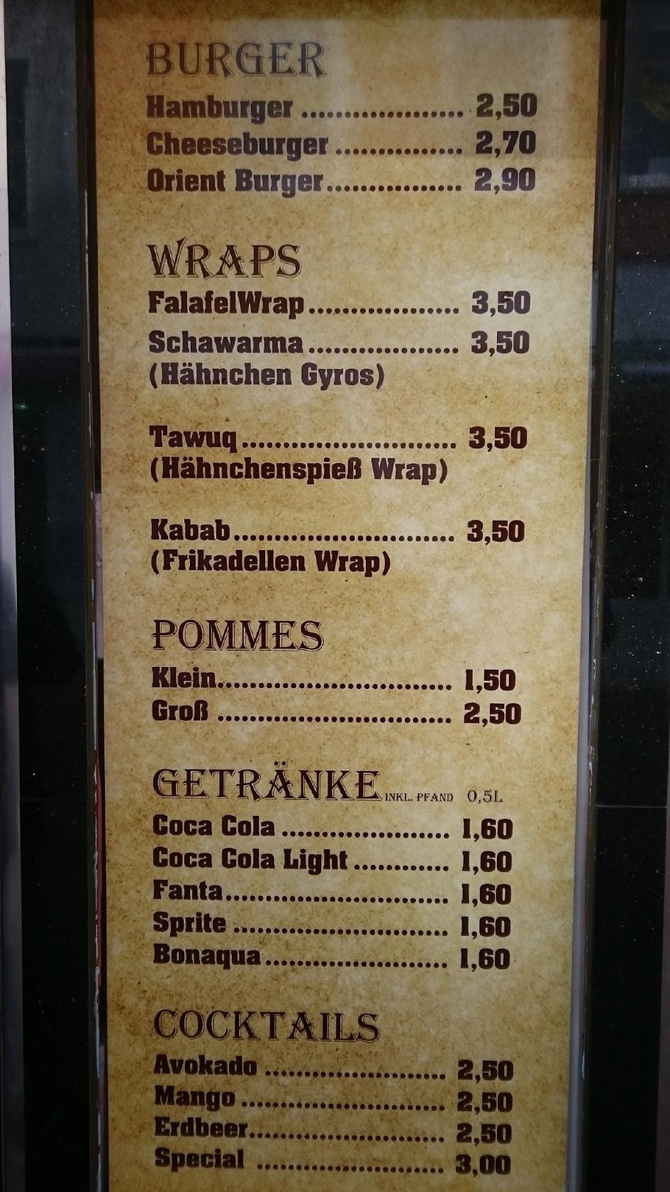 Speisekarte von Wraps and More restaurant, Gießen