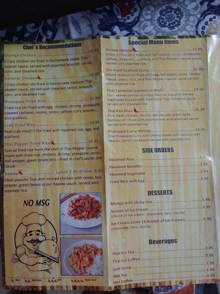 Menu at Thai Pepper Cuisine restaurant, Harrisonville, Rte 291