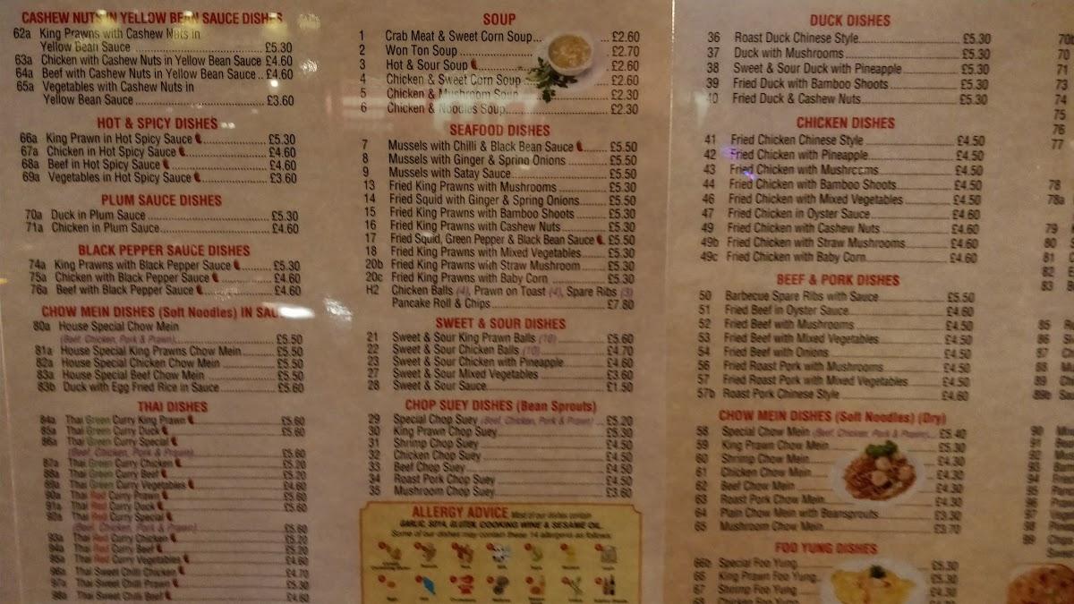 Menu at Happy Chef fast food, Sittingbourne