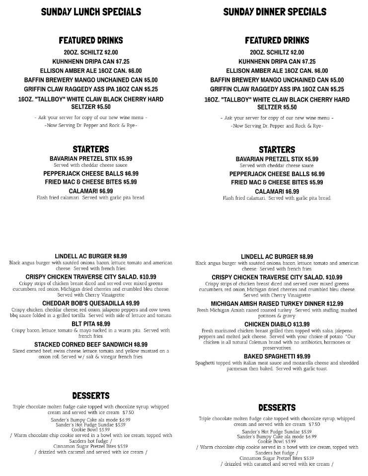 Menu At Sugarbush Tavern Pub And Bar Eastpointe