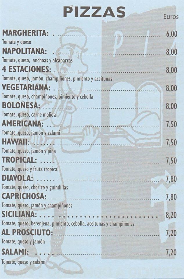 Menu at Restaurant El Patio, Castillo Caleta de Fuste