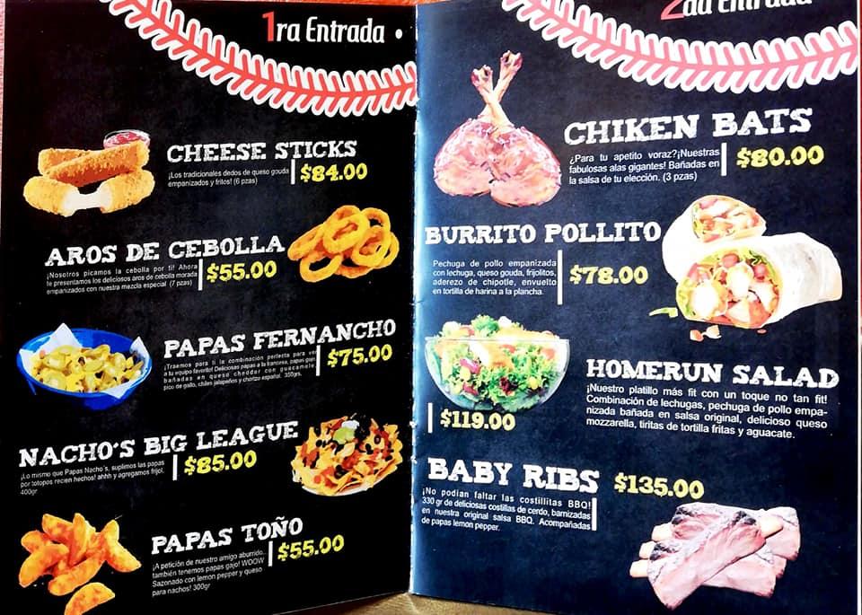 Menu at HOME RUN Alitas restaurant, Villahermosa