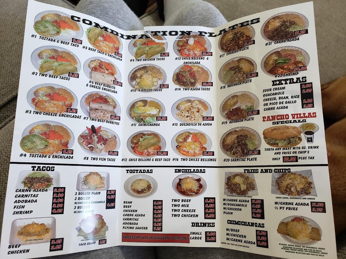 Menu At Pancho Villa Taco Shop Restaurant Kingman