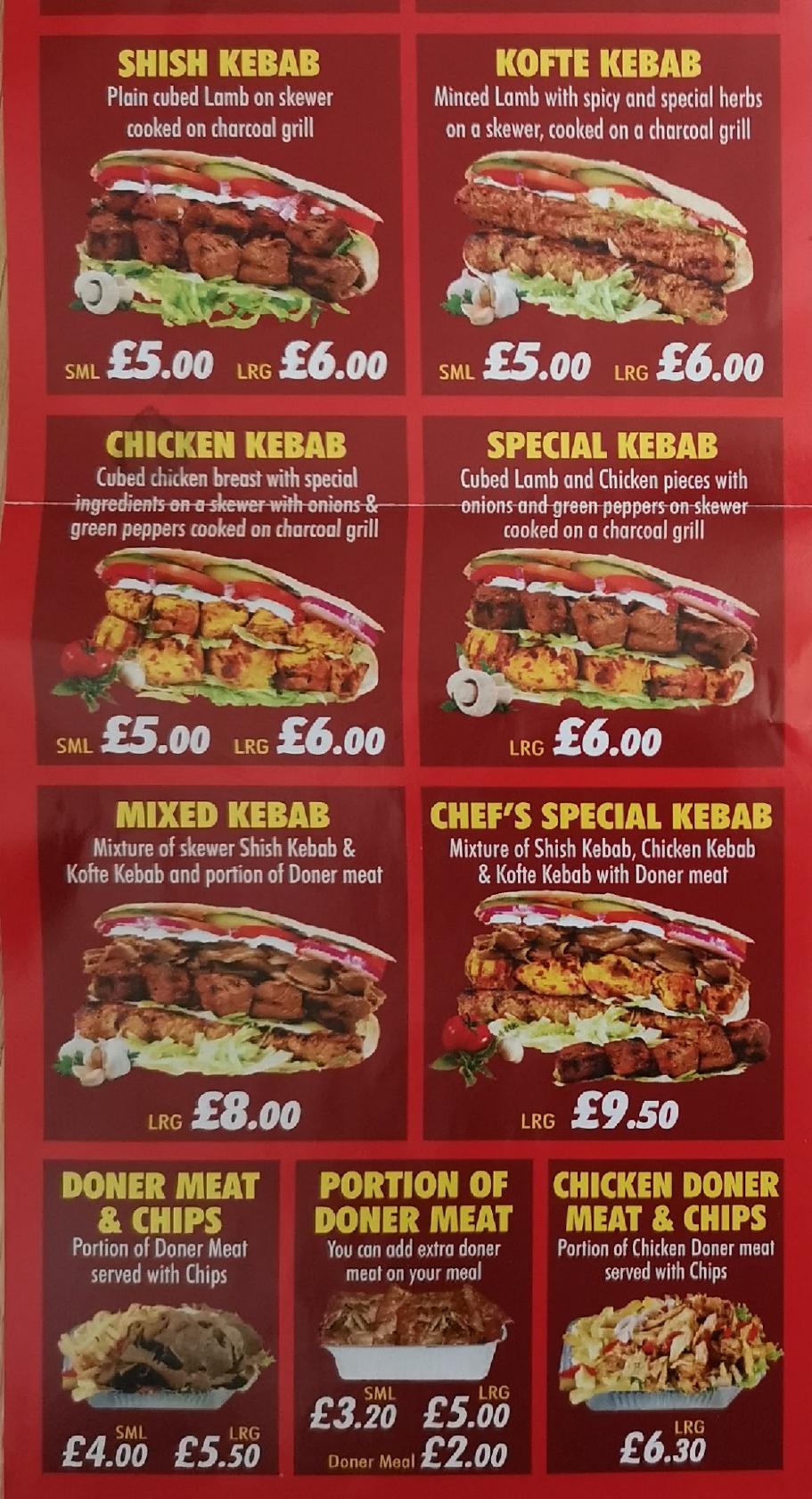 Menu at Saray Kebab House pizzeria, Wrexham