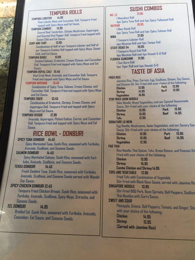 Menu At Nam Sushi 54 Restaurant, New Port Richey