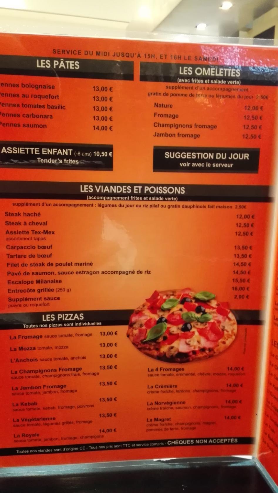 Carta del restaurante Le Carré, Marsella, Zone Commerciale la Valentine