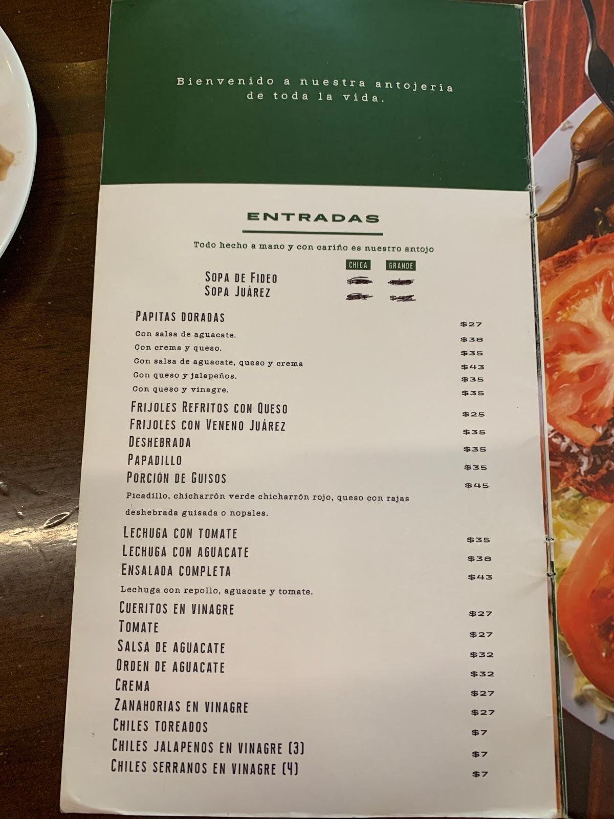 Carta del restaurante Taquería Juárez, San Nicolás del los Garza