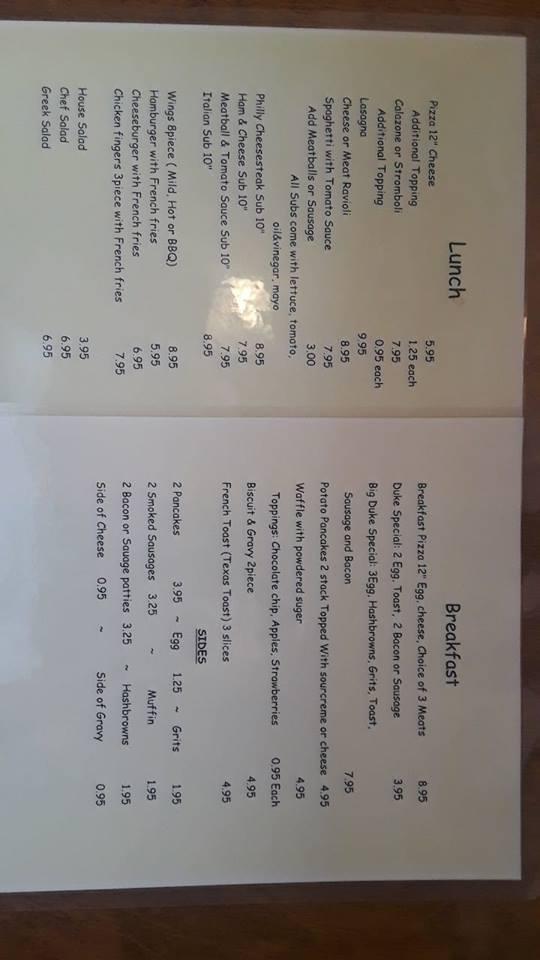 Menu at Dukes Italian Eatery restaurant, Yorktown