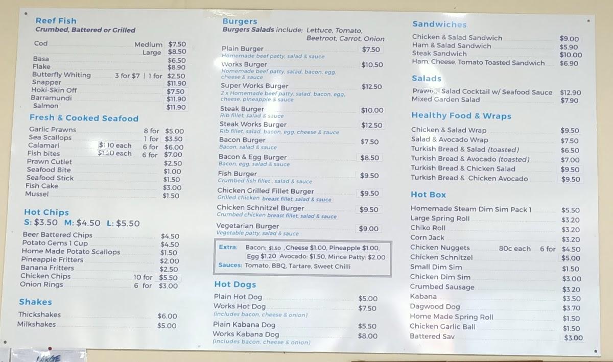 Menu at Rothwell Fish and Chips restaurant, Rothwell